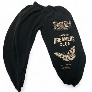 YoungLA Black Joggers with Cream Graphic Print